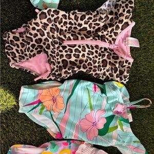 Leopard Print Pink Trim Girls One-Piece Swimsuit